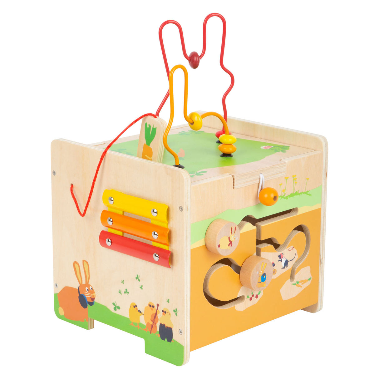 Small Foot - Aktivitätswürfel aus Holz und Motorikspirale Hase