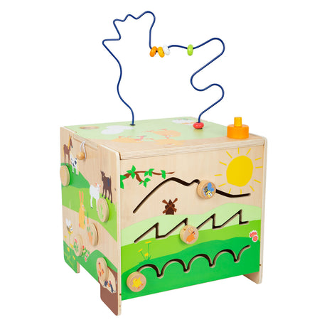 Small Foot - Aktivitätswürfel aus Holz mit Motorik-Spiralfarm