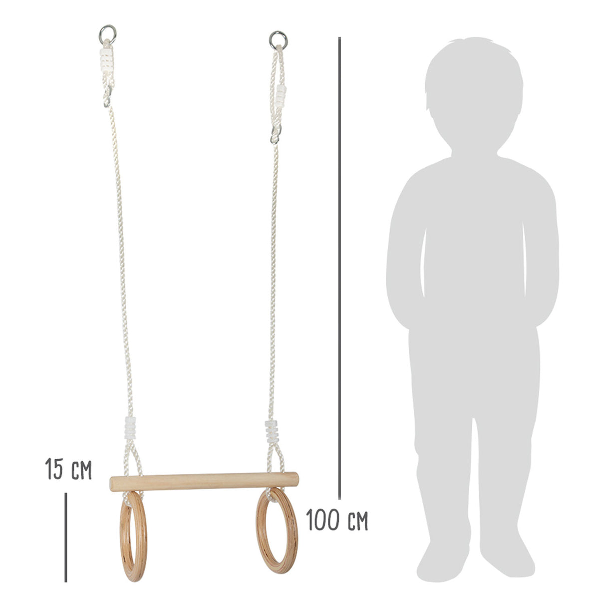 Kleiner Fuß - Holztrapez mit Gymnastikringen, 100 cm