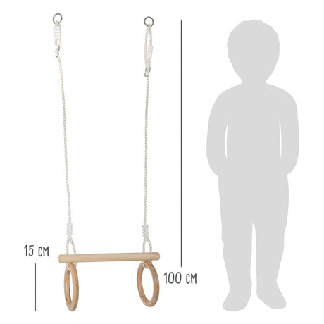 Kleiner Fuß - Holztrapez mit Gymnastikringen, 100 cm