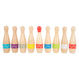 Kleiner Fuß - Holzkegelspiel mit Zick -Zack -Muster, 11dlg.