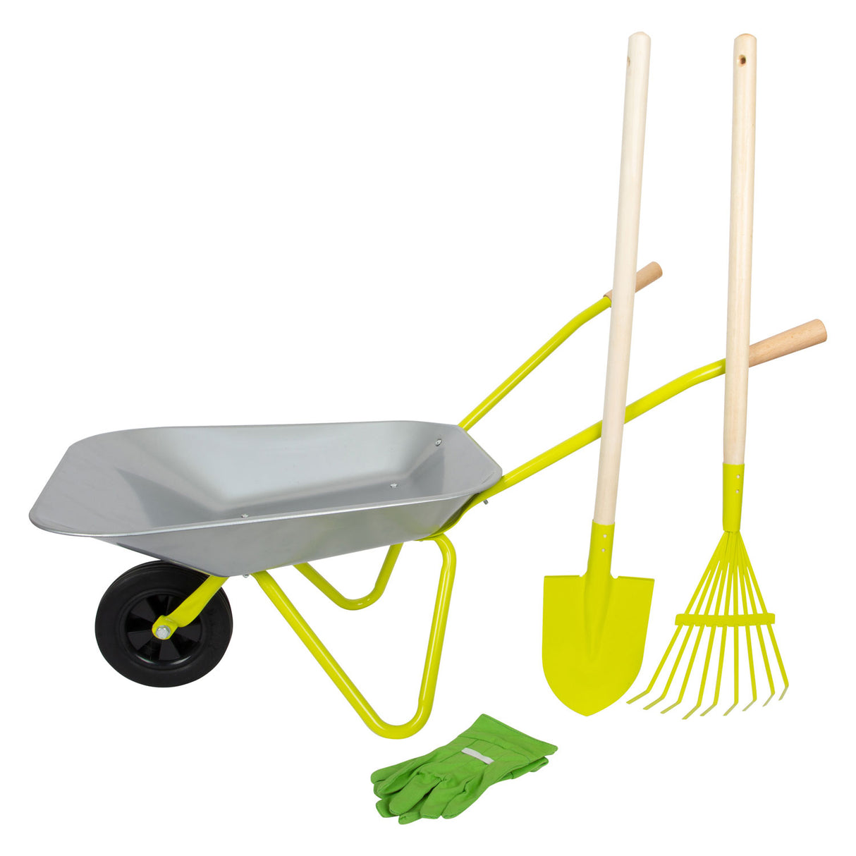 Kleiner Fuß - Metallschubkarre mit Gartenwerkzeugen, 5dlg.