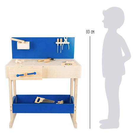 Small Foot - Holzspielzeug-Werkbank blau mit Zubehör
