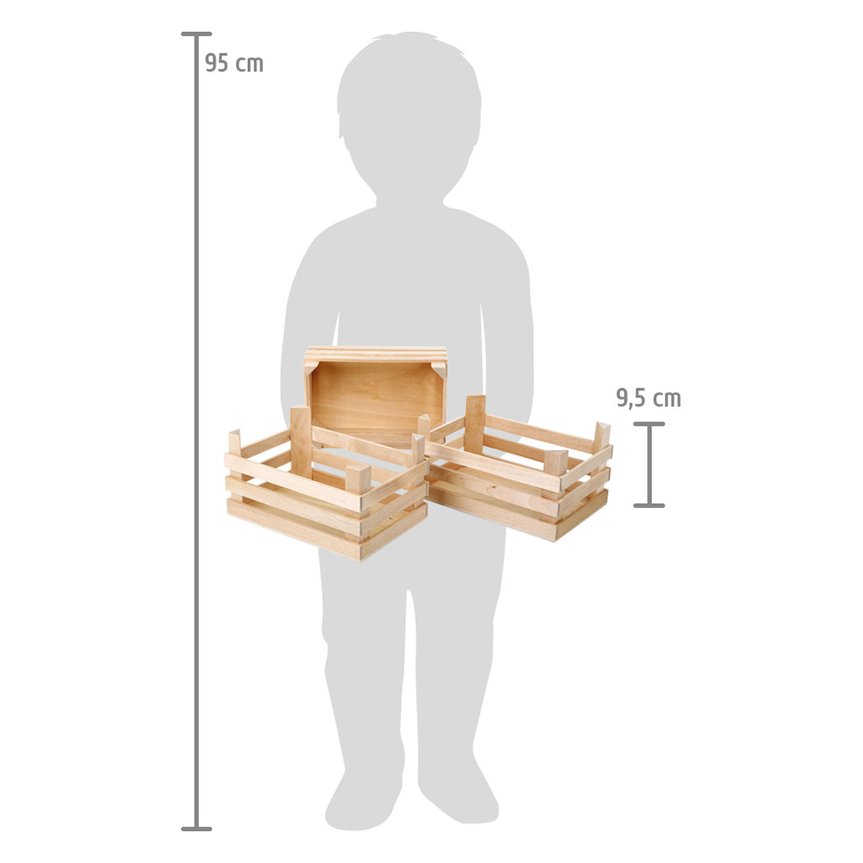 Kleiner Fuß - Holzkisten groß 18x12x9,5cm, 3er-Set