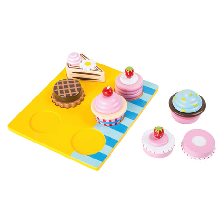 Small Foot - Cupcakes- und Kuchen-Set zum Spielen aus Holz, 13-teilig.