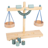 Kleiner Fuß - Holzwaage mit Gewichten, 5-teilig.