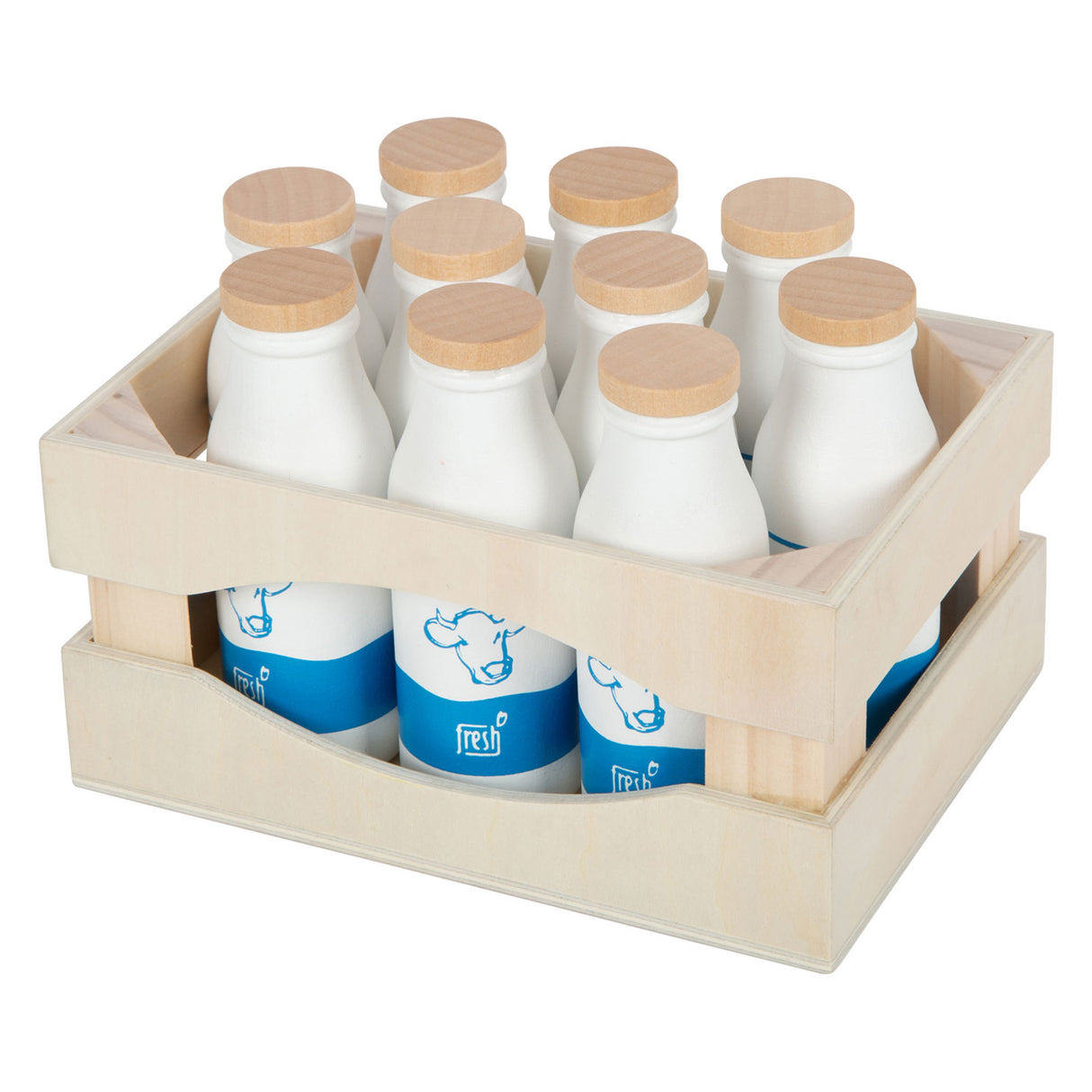 Small Foot - Holzkiste mit Milchflaschen, 12-tlg.