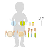 Kleine Fußholzkoch- und Service -Set, 15dlg.