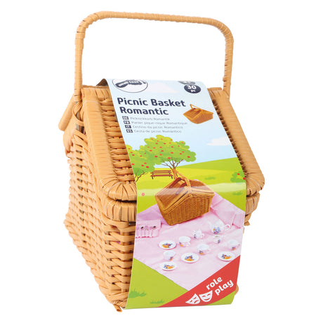 Small Foot - Picknickkorb aus Holz mit romantischem Geschirr, 30 Stück.