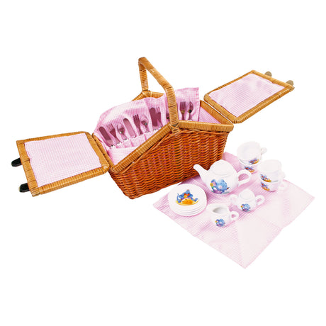 Small Foot - Picknickkorb aus Holz mit romantischem Geschirr, 30 Stück.