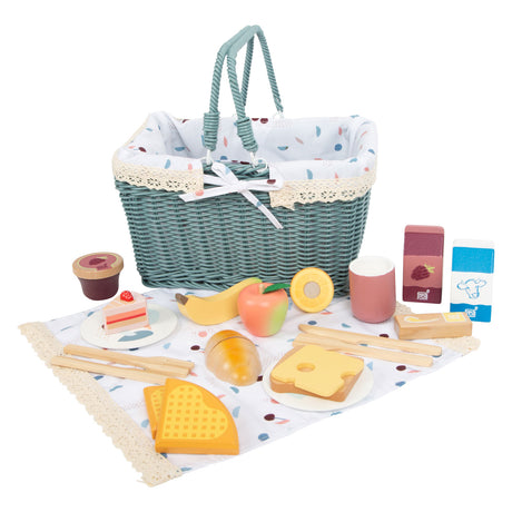 Small Foot - Picknick-Set mit Holzspielfutter Lecker, 26-teilig.