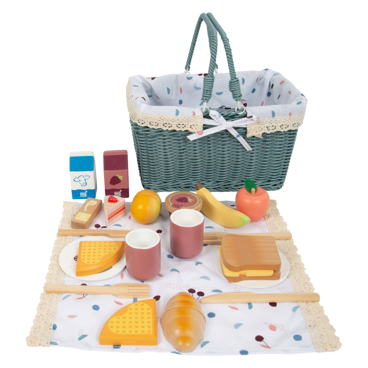 Small Foot - Picknick-Set mit Holzspielfutter Lecker, 26-teilig.