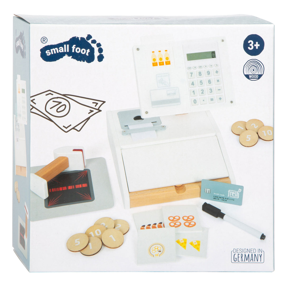 Small Foot - Spielzeugkasse aus Holz mit Scanner, 15-tlg.