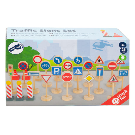 Small Foot - Mini-Verkehrsschild-Set aus Holz, 25-tlg.