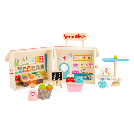Small Foot - Puppenhaus zum Mitnehmen aus Holz, 15-teilig.