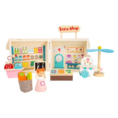 Small Foot - Puppenhaus zum Mitnehmen aus Holz, 15-teilig.