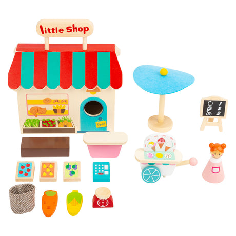 Small Foot - Puppenhaus zum Mitnehmen aus Holz, 15-teilig.