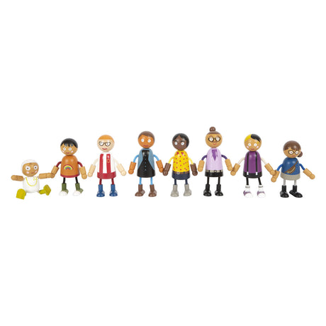 Small Foot - Holz-Biegepuppe Familie mit Baby, 8-tlg.
