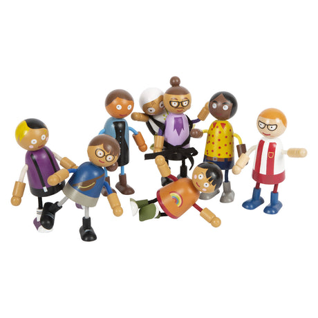 Small Foot - Holz-Biegepuppe Familie mit Baby, 8-tlg.
