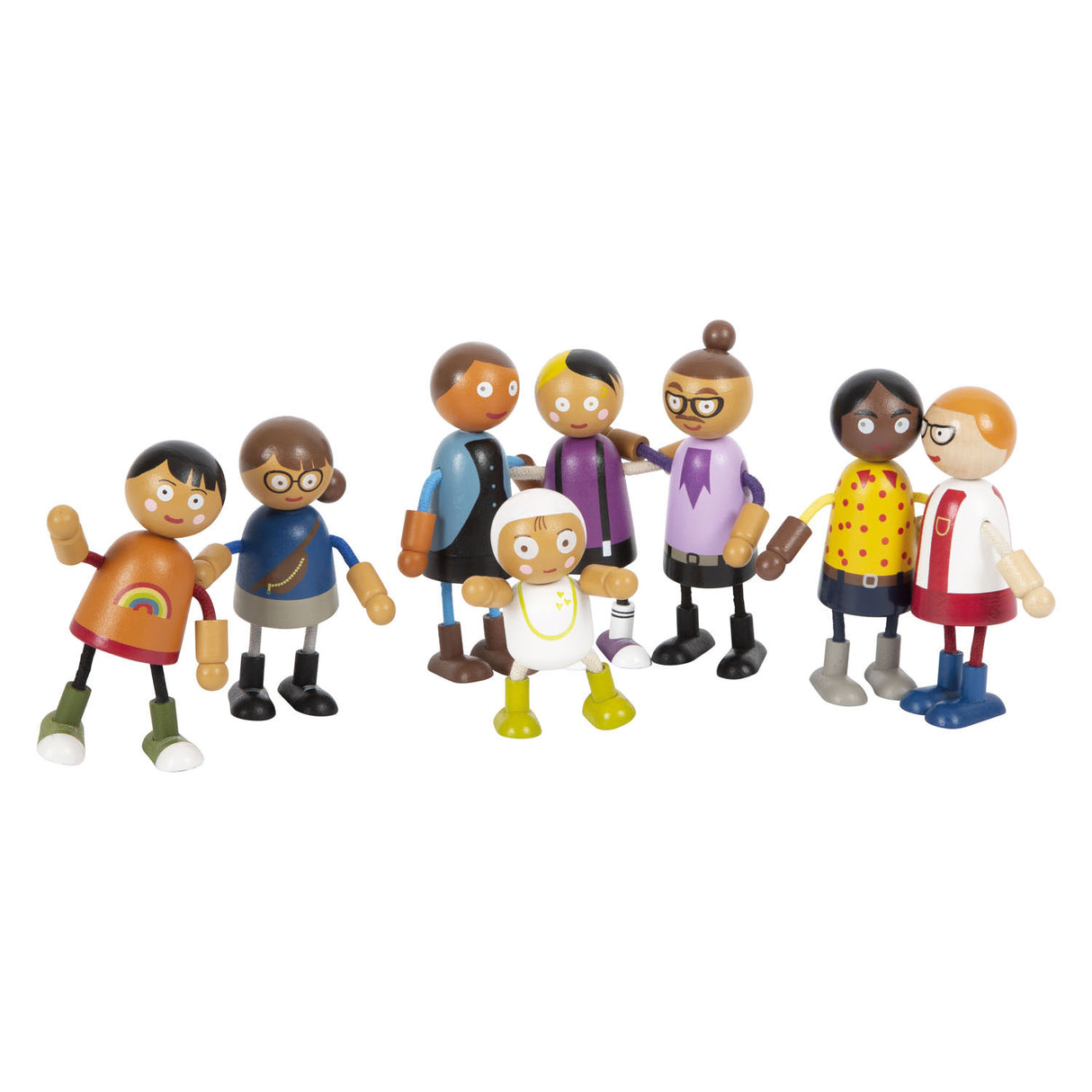 Small Foot - Holz-Biegepuppe Familie mit Baby, 8-tlg.