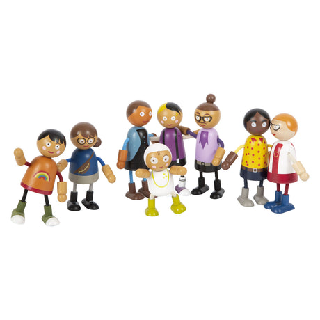 Small Foot - Holz-Biegepuppe Familie mit Baby, 8-tlg.