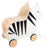 Kleiner Fuß - Holzspielzeugkiste und Trekfigur Zebra Wildtiere