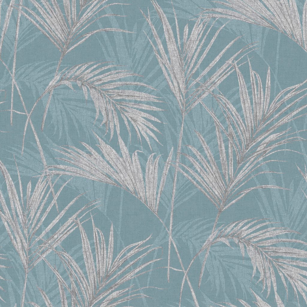 Niederländische Wandverkleidung Tapete Palm Springs Blau und Grau