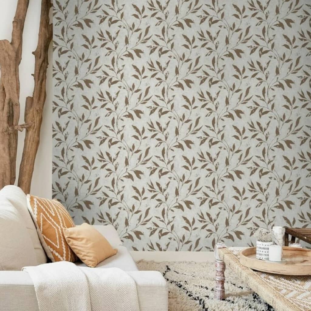 Niederländische Wandverkleidung Tapete Blatt beige und braun