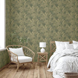 Niederländische Wandverkleidung Tapete Joelle Green und Goldfarbe