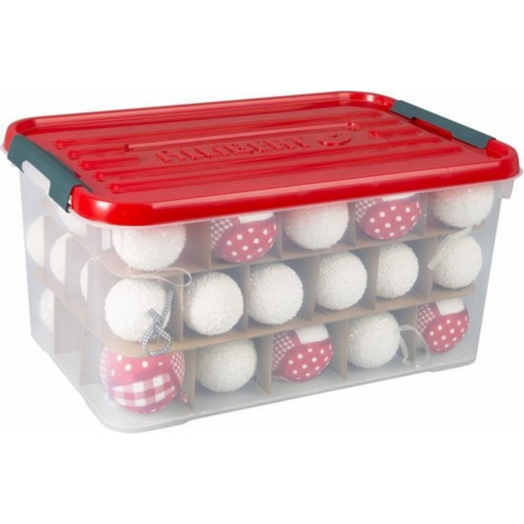 Curver Curver Aufbewahrungsbox Weihnachten 50L mit Zwischenkarton rot transparent