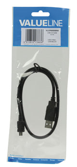 Valueline vlcp60500b05 USB 2.0 USB-A-Stecker – USB-Micro-B-Stecker-Kabel, 0,50 m, Schwarz