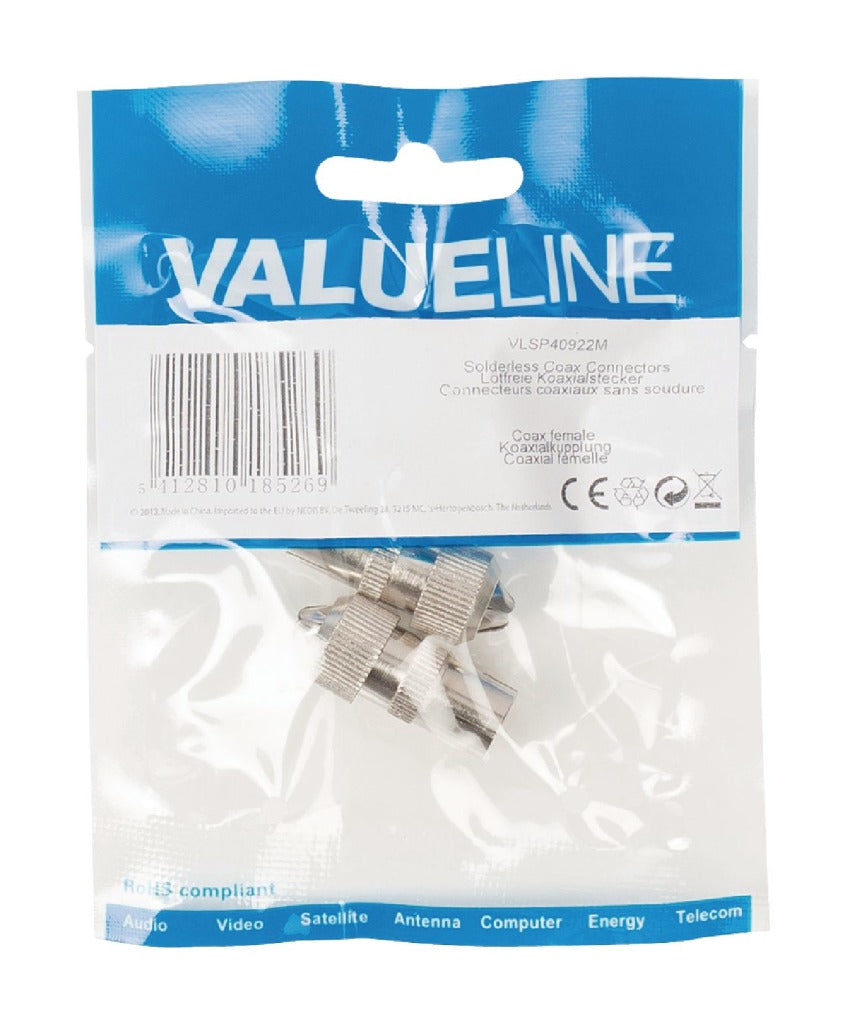 Valueline vlsp40922m ungelötete Koax-Stecker, Koax-Buchse aus Metall