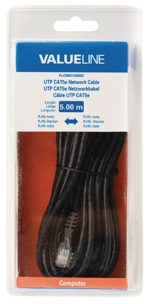 Valueline vlcb85100b50 UTP Cat5e Netzwerkkabel RJ45 Stecker – RJ45 Stecker 5,00 m schwarz