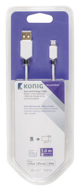 K ouml;nig knm39300w10 Synchronisierungs- und Ladekabel 8-poliger Lightning-Stecker – USB 2.0 A-Stecker 1,00 m weiß
