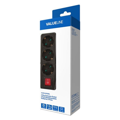 Valueline vles315f002bl Steckdosenleiste 3-fach schwarz