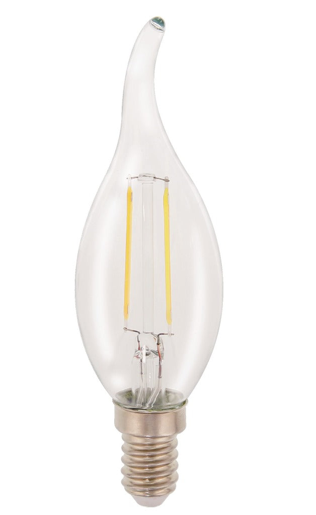 HQ LFE14FLTP001 LED-Retro-Glühlampe E14, gebogene Kerze, 2 W, 210 lm, 2700 K