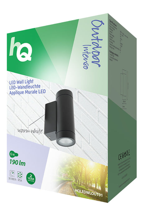 HQ ledwlout01 LED-Außenwandleuchte 6 W 190 lm schwarz