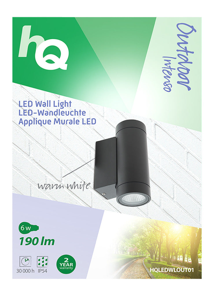 HQ ledwlout01 LED-Außenwandleuchte 6 W 190 lm schwarz