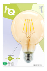 HQ HQ HQLFE27G95002 LED-Retro-Glühlampe, E27, dimmbar, G95, 4 W, 320 lm, 2500 K