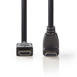 Nedis CVGP34200BK15 Hochgeschwindigkeits-HDMI-Kabel mit Ethernet-HDMI-Stecker – HDMI-Stecker 90° abgewinkelt, 1,5 m, Schwarz