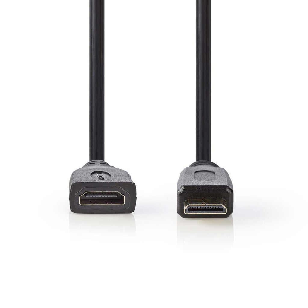 Nedis CVGP34590bk02 Hochgeschwindigkeits-HDMI-Kabel mit Ethernet-HDMI-Mini-Stecker – HDMI-Buchse, 0,2 m, Schwarz