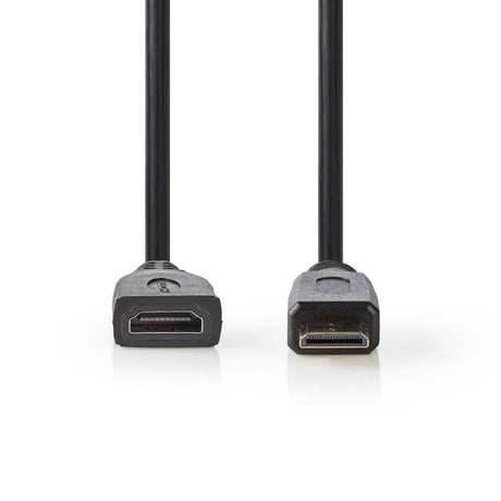 Nedis CVGP34590bk02 Hochgeschwindigkeits-HDMI-Kabel mit Ethernet-HDMI-Mini-Stecker – HDMI-Buchse, 0,2 m, Schwarz