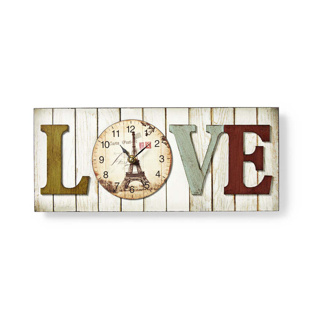 Nedis CLWA001WDL40 Wanduhr im Holzstil mit Rahmen, Modell #039;love #039;