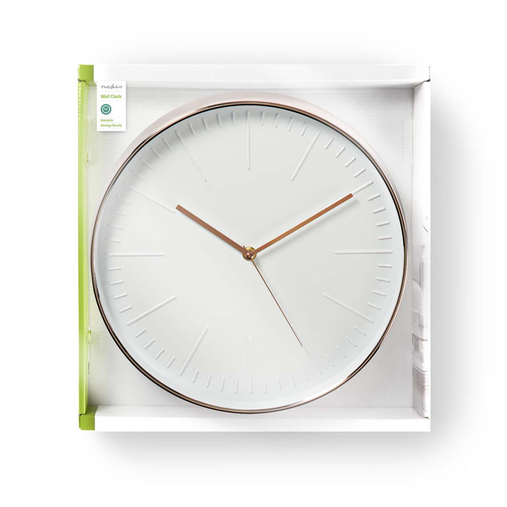 Nedis clwa013pc30re runde Wanduhr Durchmesser 30 cm Weiß Roségold