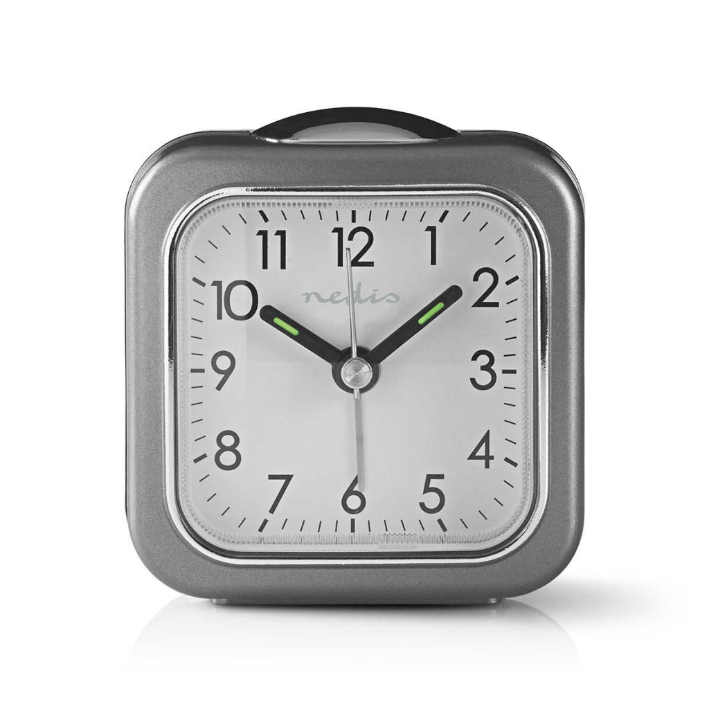 Nedis cldk005gy analoge Tischuhr mit Alarm, quadratisch, grau