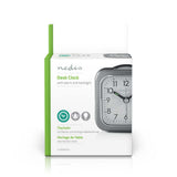 Nedis cldk005gy analoge Tischuhr mit Alarm, quadratisch, grau