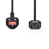 Nedis CEGP11100BK20 Stromkabel Stecker Typ G (VK) – IEC-320-C13 2,0 m schwarz