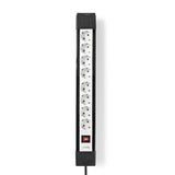 Nedis exso830f1pro Steckdose mit geschütztem Kontakt, 8-fach, 3,00 m, Schwarz und Weiß