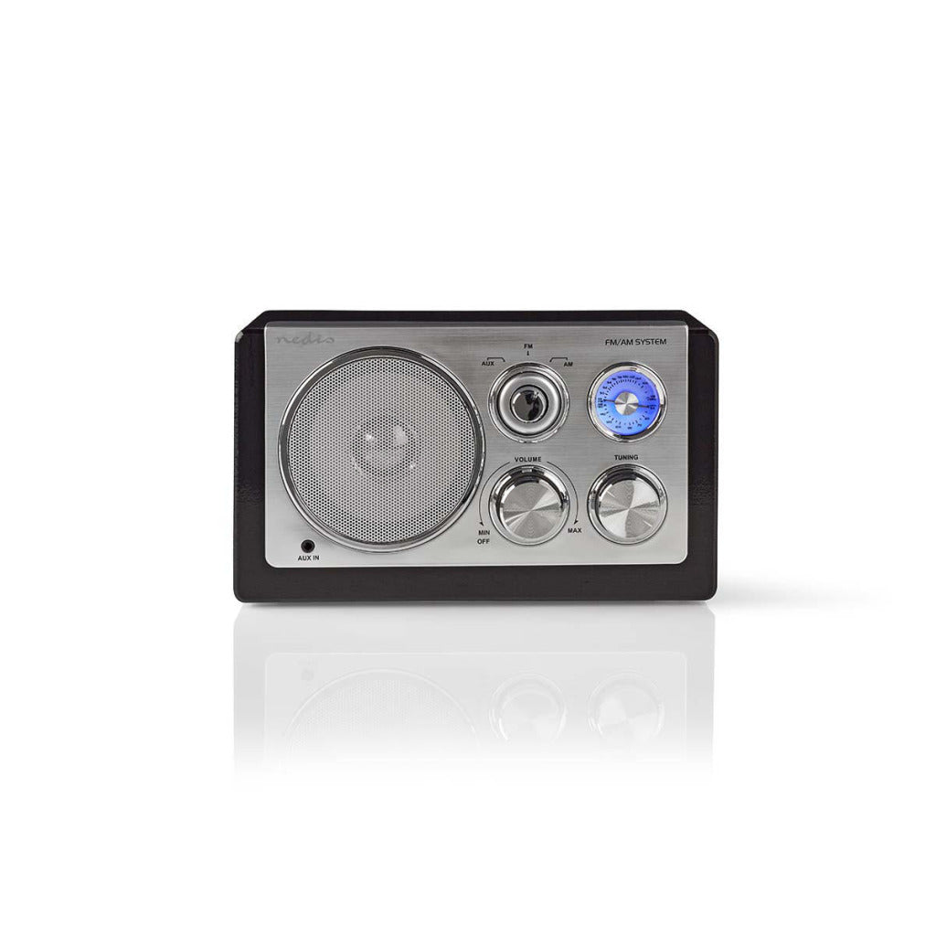 Nedis RDFM5100BK UKW-Radio, 9 W, analoges Tuning, Retro-Design, Schwarz