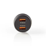 Nedis CCQC600ABK Autoladegerät 3.0 A 2x USB (QC 3.0) Schwarz